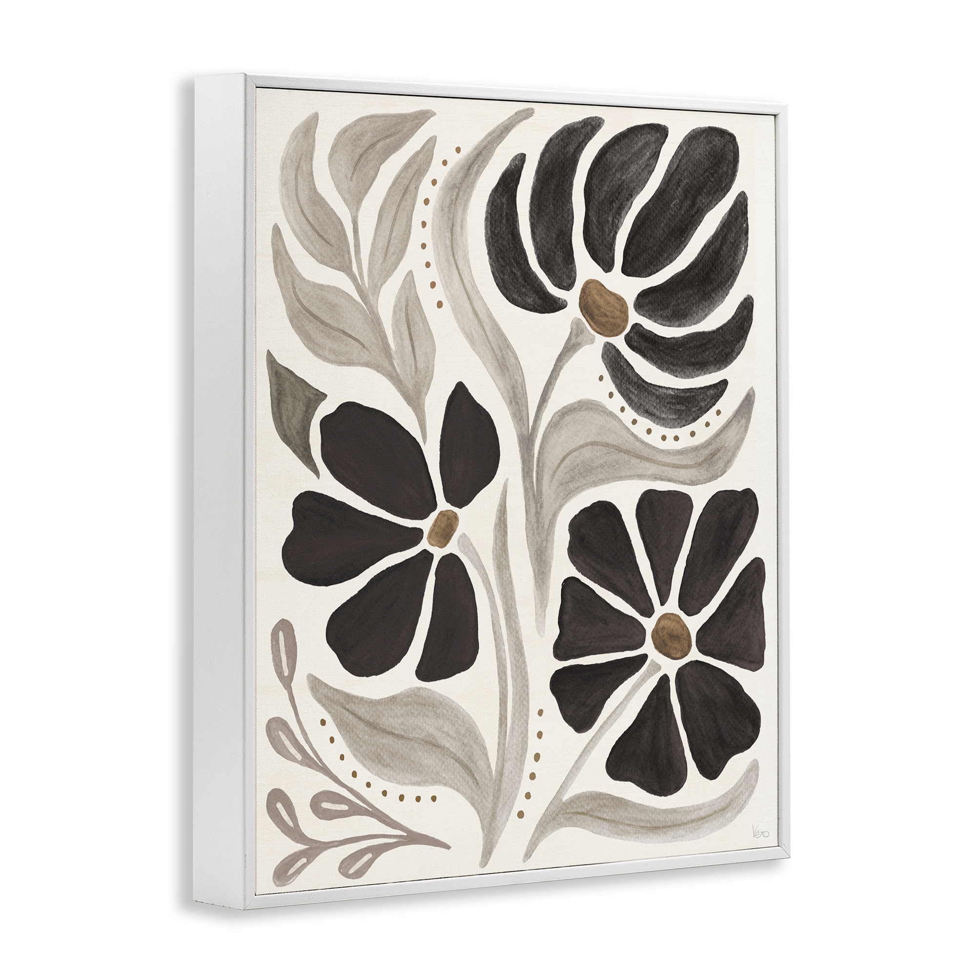 Stupell Industries Boho Curved Petals Botanical & Floral Painting White Framed Art Print Wall Art, 11 x 14