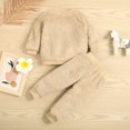 thumbnail image 4 of BONIXOOM Toddler Baby Boys Girls Solid Color Plush Long Sleeve Cute Winter Thick Home Suit Fashion Jumpsuit Khaki Size 0-6 Months, 4 of 9