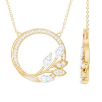 Rosec Jewels Certified Moissanite Eternity Necklace, Nature Inspired Necklace (D-VS1 Quality), 10K Yellow Gold