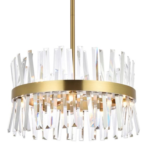 Serephina 20 inch crystal round pendant light in satin gold