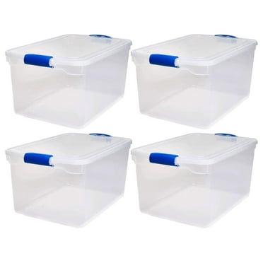 66-Quart Clear Plastic Stackable Storage Bin with Lid, Container Box with Latching Handles for Home & Garage Organization, 4 Pack
