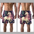 thumbnail image 3 of luoweisi Men's Beach Shorts Quick Dry Swim Trunks with Mesh Lining Unicorn S, 3 of 5