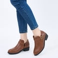 thumbnail image 7 of Ecetana Women's Chunky Low Heel Ankle Boots Round Toe Leather Western Short Booties with Side Zipper, 7 of 7