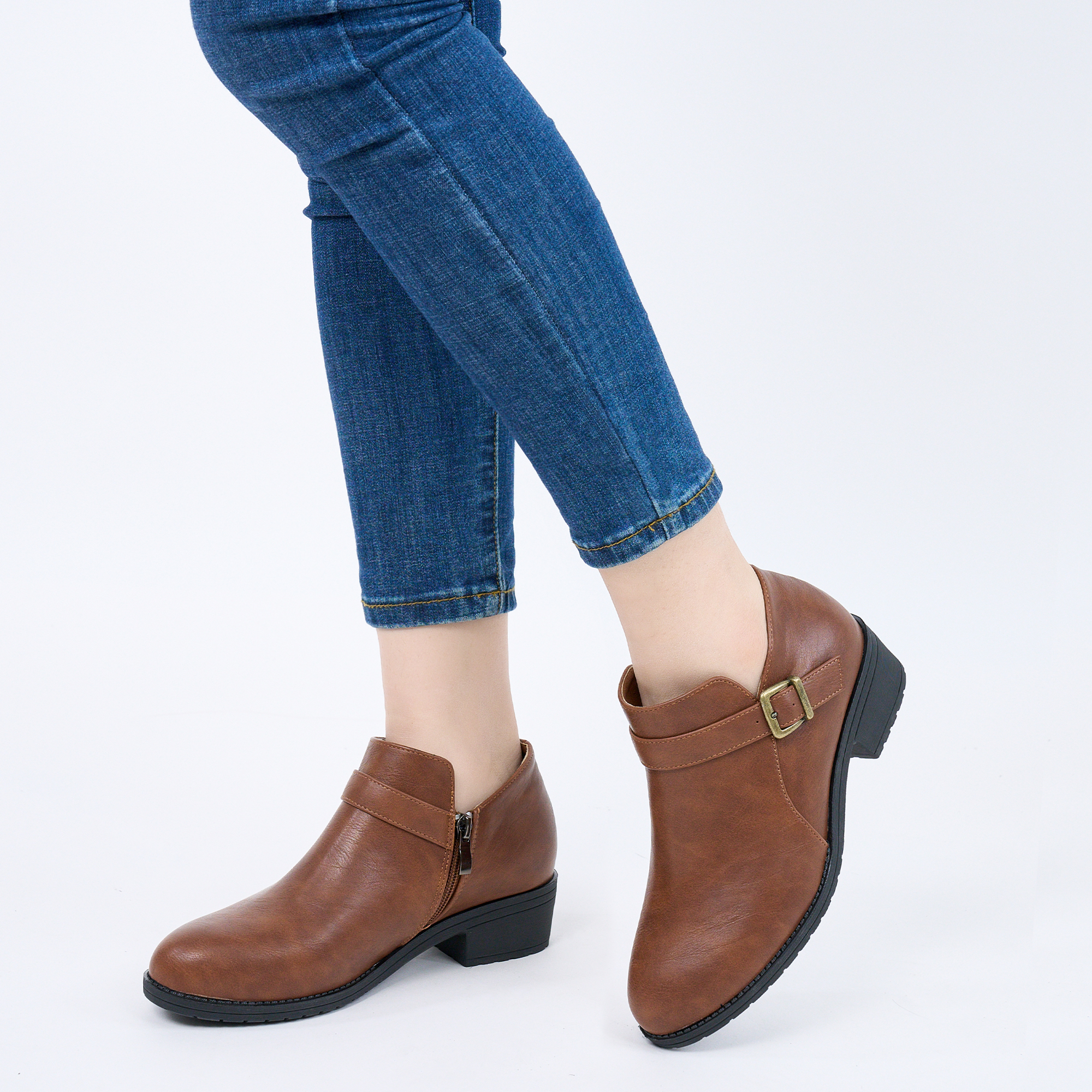 Ecetana Women's Chunky Heel Ankle Boots with Side Zipper photo 7