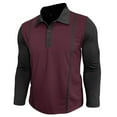 thumbnail image 6 of ZVNAΖH Men's 3 Button Long Sleeve Collar Shirts Fashion Color Block Slim Fit Golf Polo Shirt Fall Lightweight Pullover Tops, 6 of 8