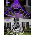 thumbnail image 2 of LCHUANG Spider Webs Luces decorativas de Halloween – 250 LED de 16.4 pies al aire libre con pilas de cadena de luces de Halloween moradas con 8 modos de control remoto Spiderweb, araña grande de 47 pu, 2 of 5