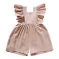 thumbnail image 4 of Auroural girl clothes 12 to 18 months jumpsuit for baby girl 12-18 months Girls' Solid Color Jumpsuit With Loose Fly Sleeves and Shoulder Straps for Summer, 4 of 8