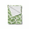thumbnail image 2 of Palm Leaf Soft Flannel Fleece Throw Blanket, Exotic Pattern with Tropical Leaves in Watercolor Art Style Jungle Luau Hawaii, Cozy Plush for Indoor and Outdoor Use, 50" x 70", Fern Green, by Ambesonne, 2 of 6