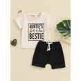 thumbnail image 2 of Bslissey Toddler Baby Boys Summer Outfits 6M 12M 18M 24M 3T Short Sleeve Letter Print T-shirt Tops + Elastic Waist Shorts 2Pcs Infant Casual Short Pants Sets, 2 of 9