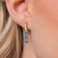 thumbnail image 3 of Gem Stone King 18K Yellow Gold Plated Silver Persian Blue Moissanite Drop Dangle Earrings for Women | 1.50 Cttw | Gemstone Birthstone | Round 5MM, 3 of 6
