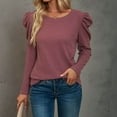 thumbnail image 2 of Tops para mujer Camisas Blusas Elegante Casual Camisas de manga larga Moda Cuello redondo Manga abullonada Top Camiseta Blusa Odeerbi ODB-5, 2 of 7