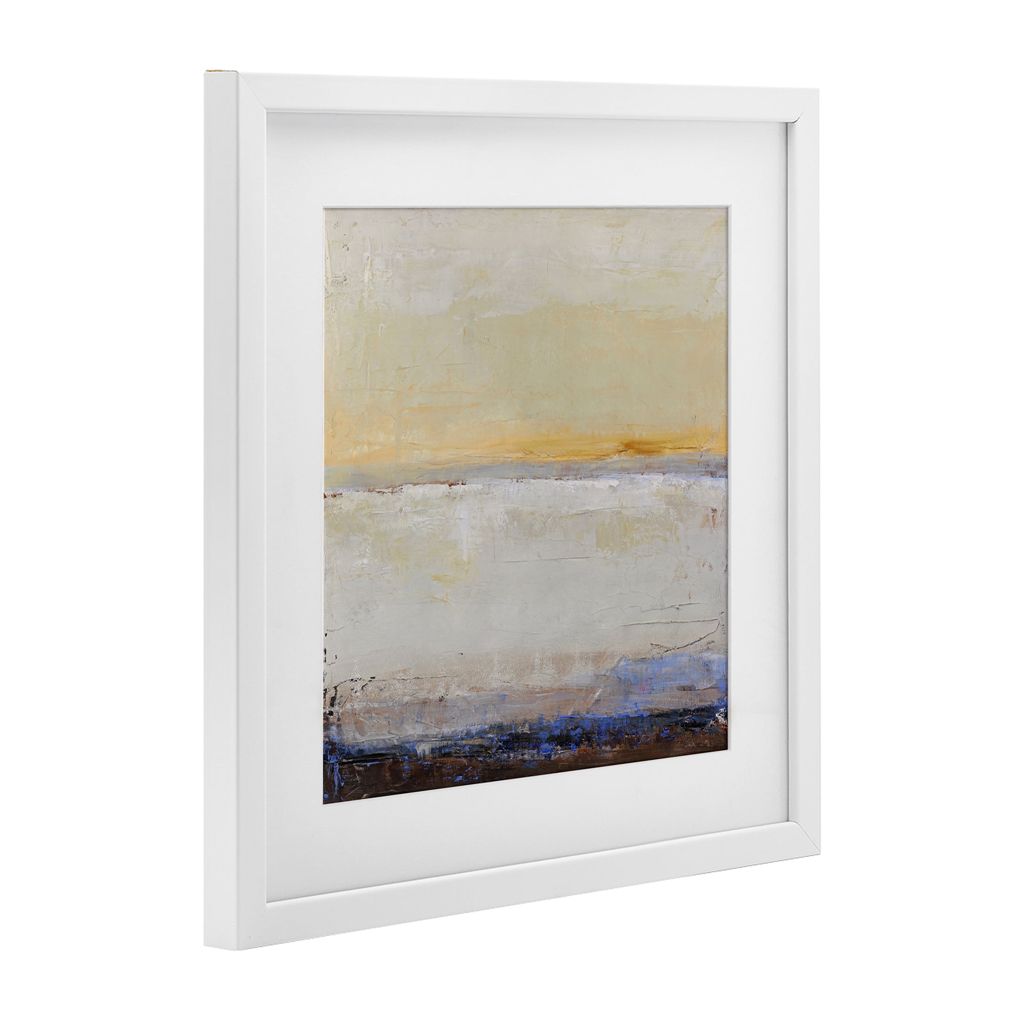 Sweeping Subtle Horizon White Framed Print Under Glass, design by Design Fabrikken