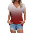 thumbnail image 3 of CFLVAEK Casual Tshirts Shirts for Women Fashion Gradient Graphic Tees Loose Fit V Neck Short Sleeve Tshirt Summer Going Out Tops Gray S, 3 of 6