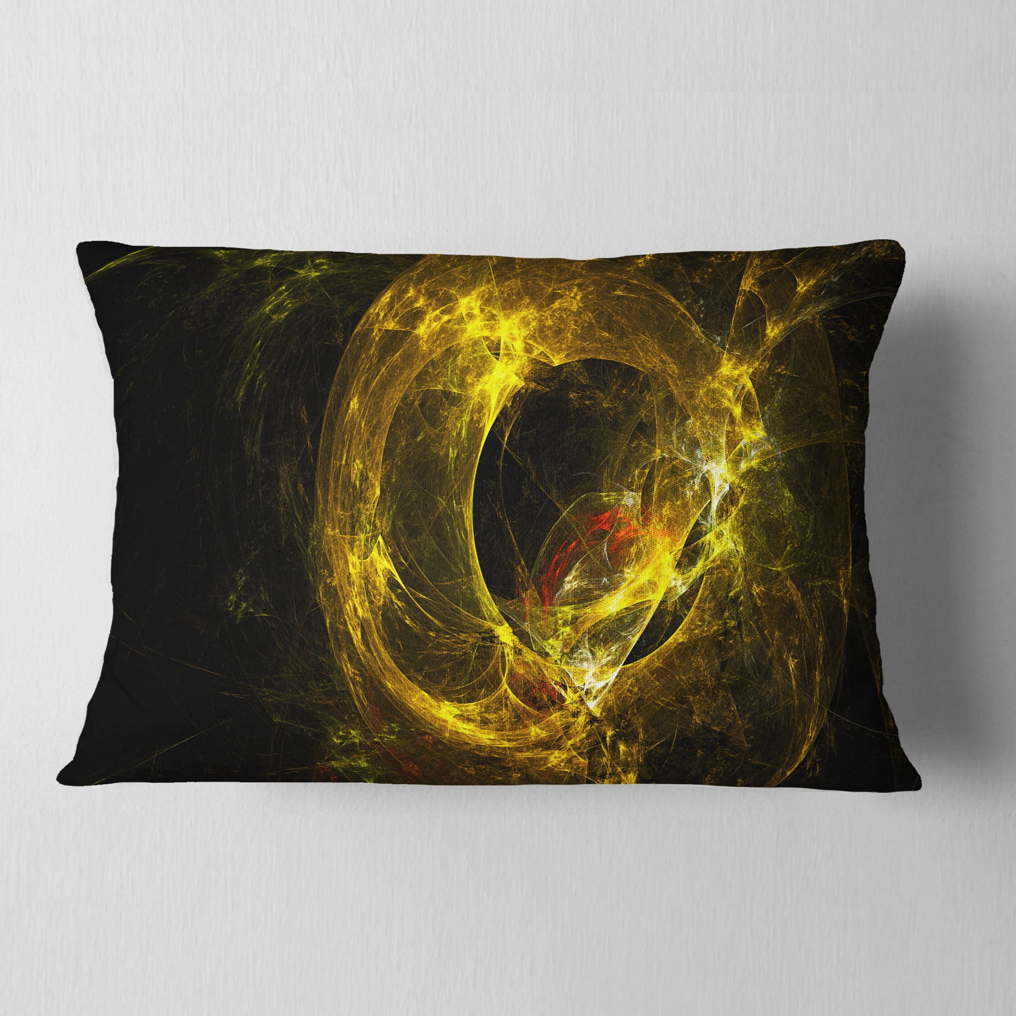 Designart Far Spherical Galaxy Golden - Abstract Throw Pillow - 12x20