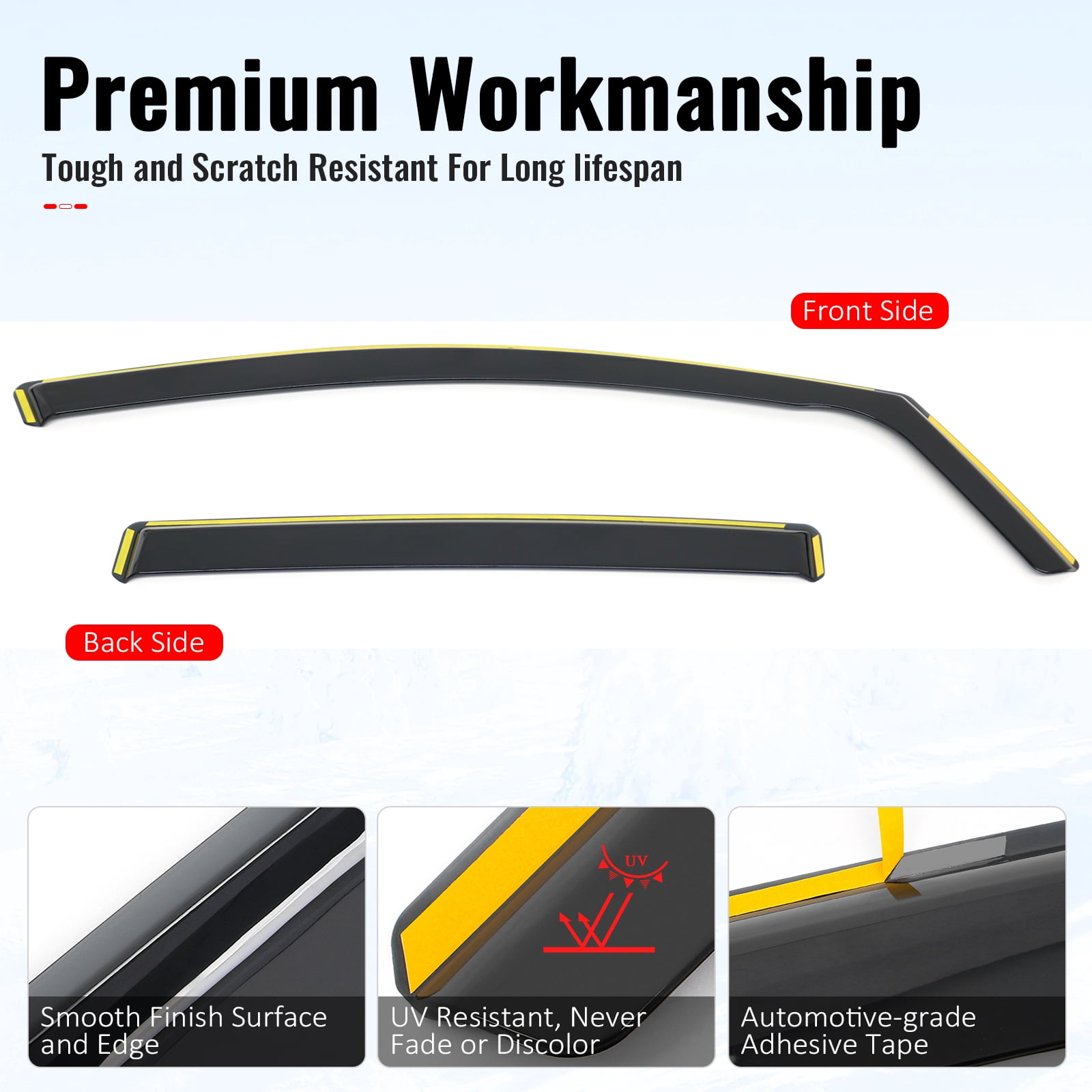 Ikon Motorsports In-Channel Window Visors Vent Rain Guards for 2017-2023 Subaru Impreza Hatchback & 2018-2023 Crosstrek Black PC Polycarbonate 4PCS