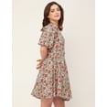 thumbnail image 3 of Moomaya Short Sleeves V Neck Cotton Dress - Women's Stylish Fit And Flare Dress, 3 of 9
