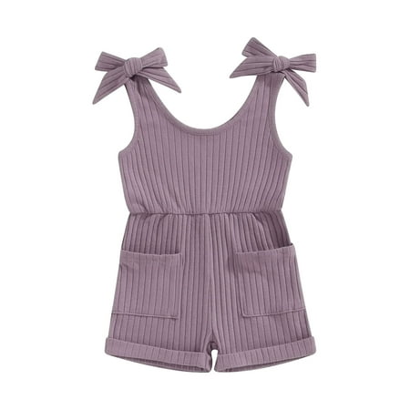 

Shuttle tree Toddler Girl Clothes Baby Summer Sleeveless Clothing Cute Halter Romper One-piece Jumpsuit Summer Clothes Set 1-4T