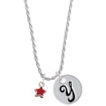 thumbnail image 1 of Delight Jewelry Silvertone Mini 2-D Red Star Silvertone Script Initial Disc - Y - Charm Necklace, 20"+3", 1 of 4