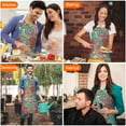 thumbnail image 4 of Pioneer Flower Floral Print Pattern Apron-Garden Aprons for Women with Pockets-Cotton Linen Waterproof Kitchen Cooking Gardening Aprons Adjustable for Kitchen,Cooking,BBQ and Salon 33x27 Inch, 4 of 7