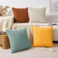 thumbnail image 3 of SUSIELADY Throw Pillow Covers 20x20 Set of 4, Super Soft Boho Corduroy Decorative Cushion Cases, Solid Color Plush Texture Pillow Covers for Sofa Couch Chair, Blue Yellow, 3 of 10