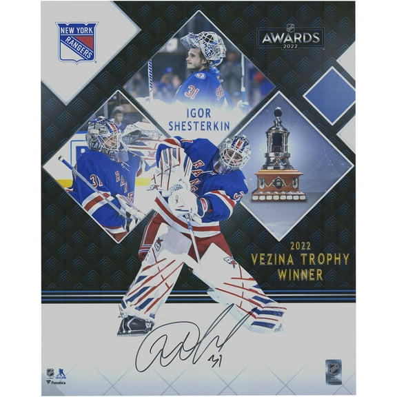 Igor Shesterkin New York Rangers Autographed 16" x 20" 2022 Vezina Trophy Winner Stylized Photograph - Fanatics Authentic Certified