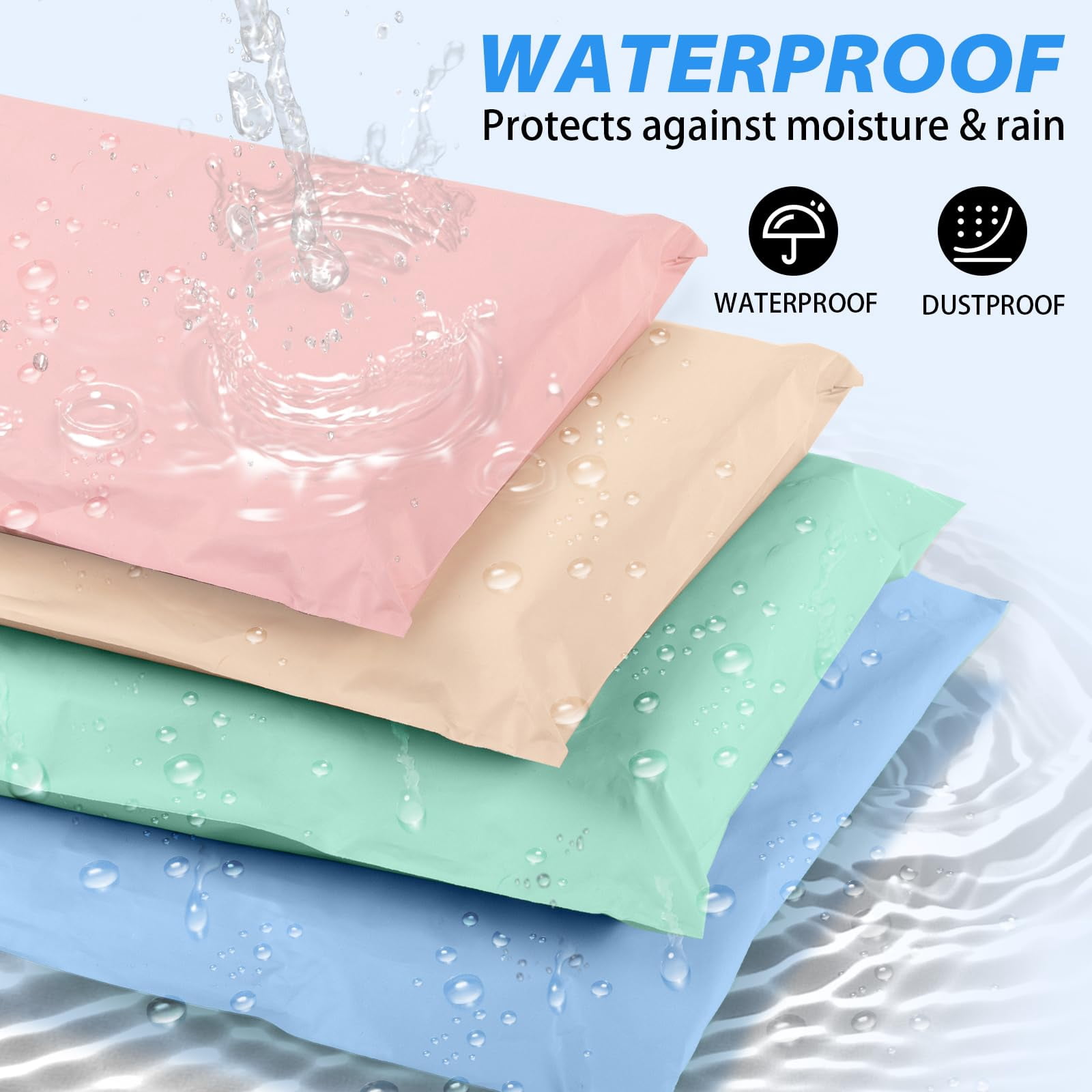 40 Pcs Poly Mailers, Strong Adhesive Plastic Shipping Bags, Tear-Resistant Colorful Mailing Envelopes for Packaging Clothing, 4 Sizes