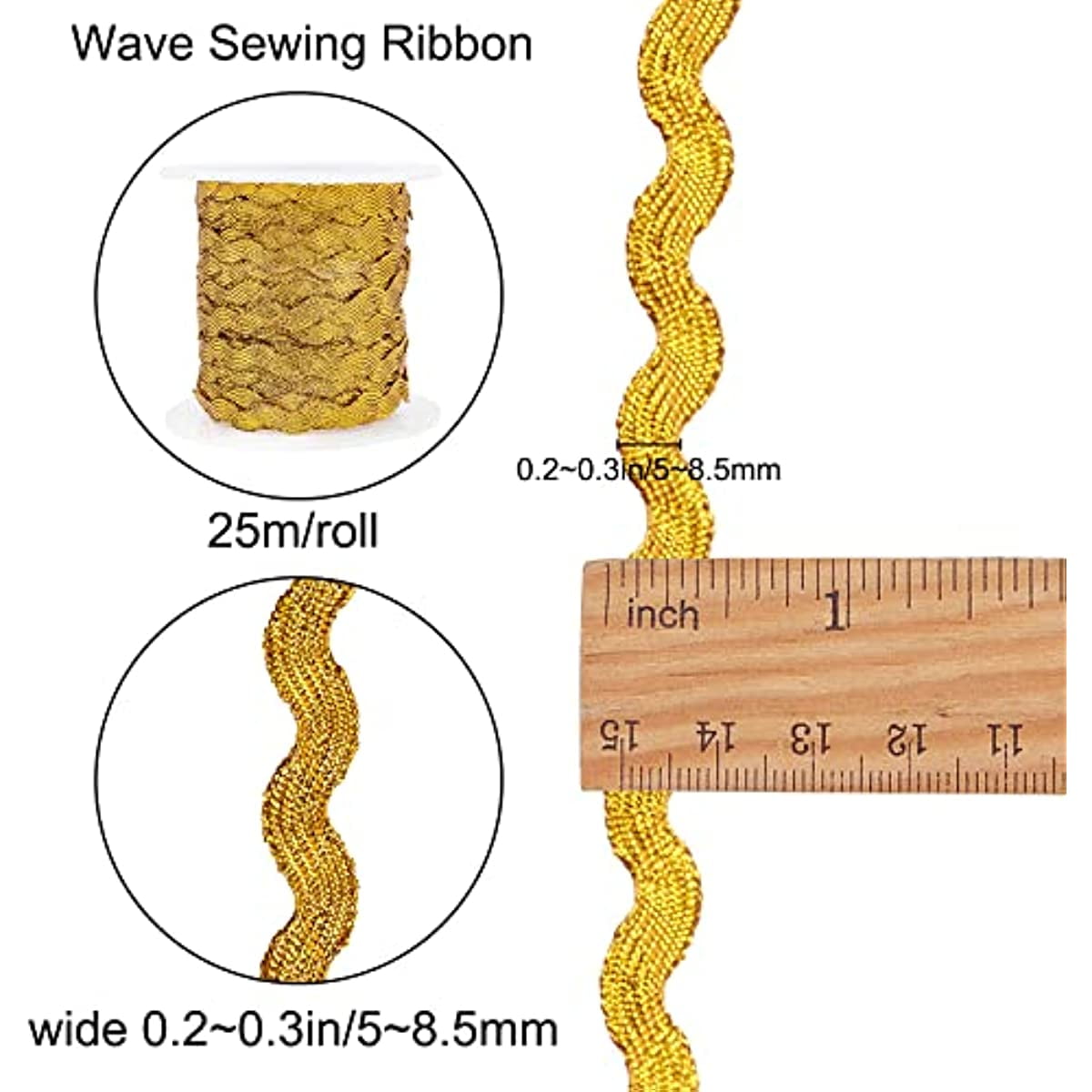  EXCEART 8 Pcs Water Wave Edge Webbing Decorative Embroidery  Ribbon Rick Rack Trim for Sewing Wavy Trim Present Ribbon DIY Sewing  Material DIY Clothing Trim Pom Pom Ribbon Polyester Lace