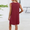 thumbnail image 4 of QUNYINEY Summer Women's Sundresses Red Midi Sleeveless Cotton Tank Dress Lace Lounge Crew Neck Loose Fit Casual Dresses, 4 of 6