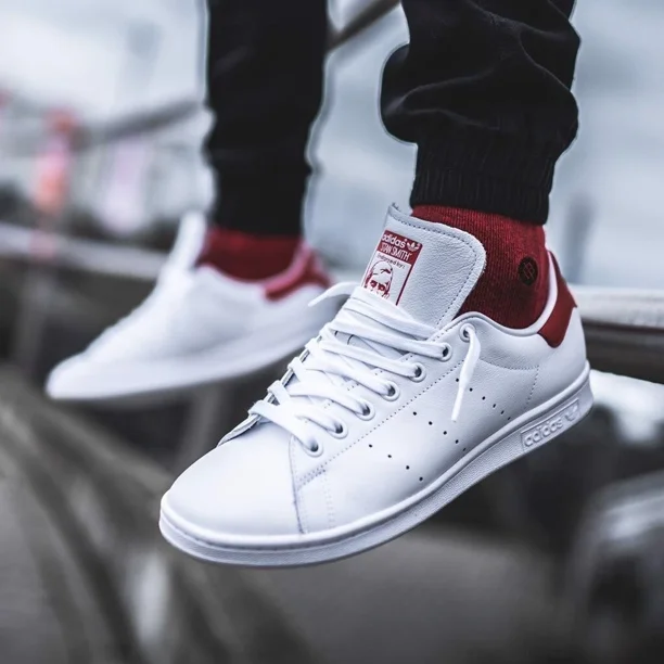 US:11.5 Adi - das Originals Men's Iconic STAN SMITH SNEAKERS WHT/LUSHRED LAST1