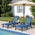 thumbnail image 3 of LOYALICE Adjustable Wheeled HDPE Plastic Outdoor Patio Lounge Chair W/ Cup Holder,78.3"x25.1"x16.3", Navy Blue, 3 of 11
