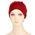 thumbnail image 2 of MEICHEN Turbans for Women Adjustable Beading Braid Hat Muslim Ruffle Cancer Beanie Wrap Cap Sleep Caps Satin Lined Hair Bonnets All Seasons Fashion Must Have, 2 of 6