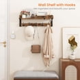 thumbnail image 7 of Coat Rack with Hooks, Wall Mount with Key and Mail Holder, 26 Inch Long Coat Hanger - Wood Entryway Shelf for Hanging Hat, Jacket, Backpack, Purse - Rustic Brown, 7 of 7