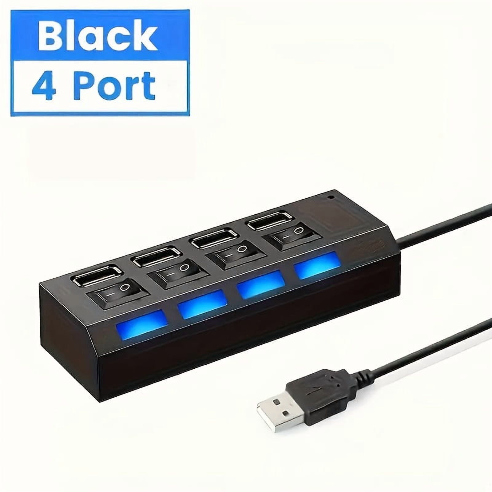 7/4-Port USB 3.0 Hub with LED Switch, 5Gbps High-Speed, Plug-and-Play, for Mac/PC/Laptop/PS5/Xbox/Keyboard/Mouse/Flash Drive, Compact External Design