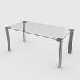 thumbnail image 5 of 66.9" Modern Clear Glass Dining Table for 6–8 People, Clear Rectangle Tempered Glass Top with Metal Legs, Minimalist Kitchen & Dining Room Table, 5 of 6