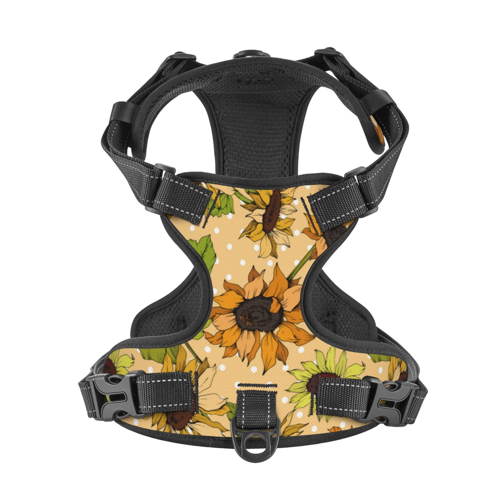 Kdxio Sunflowers Print No Pull Dog Harness Adjustable Reflective Oxford Easy Control Medium Large Dog Harness for Training and Everyday-Large