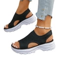 thumbnail image 2 of Women Platform Sandals Open Toe Breathable Mesh Sandals Comfortable Summer Beach Thick Shoes Casual Outdoor Walking Sandal Footwear Black 36, 2 of 7