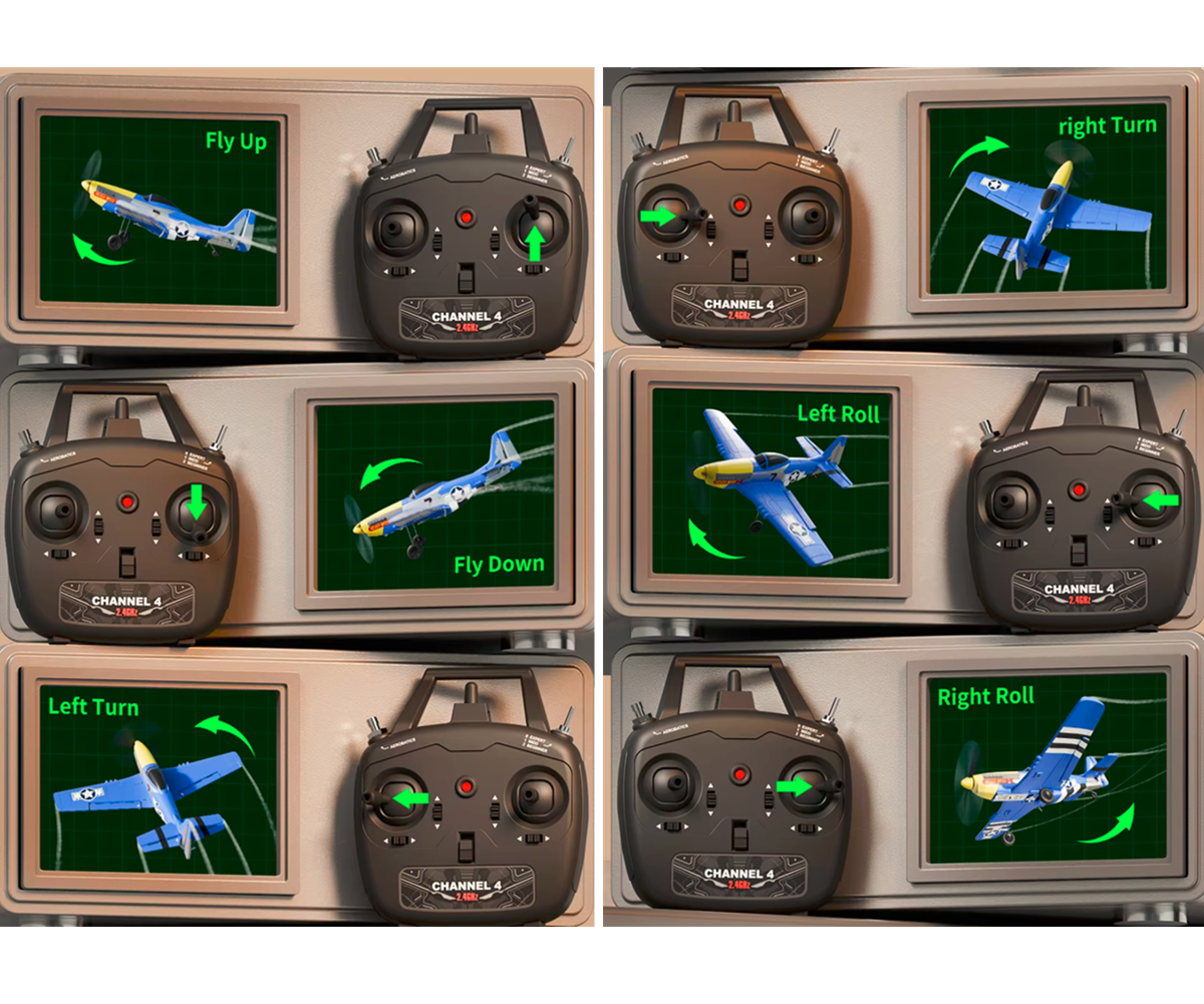 P51D Mustang RC Plane 4CH Remote Control Airplane Ready to Fly RC Airplane Blue