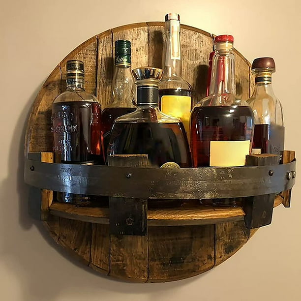 Whiskey barrel bar shelf best sale