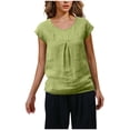 thumbnail image 1 of Vestidos Casuales Para Mujer, Blusas De Mujer De Moda Camiseta de lino holgada de manga corta sin mangas y hasta los hombros para mujer, 1 of 8