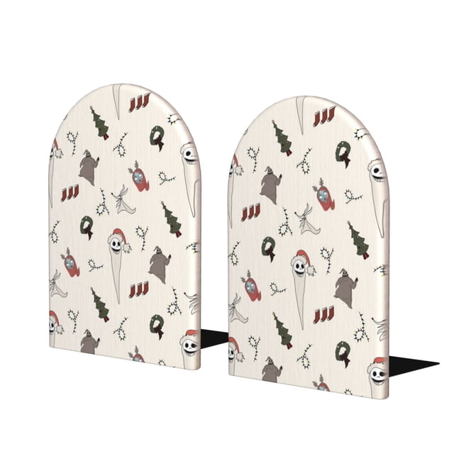 Sujetalibros de Pesadilla antes de Navidad, bonitos sujetalibros para estanterías, resistentes, antideslizantes, de madera, decorativos para el hogar y la oficina.