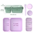 thumbnail image 6 of Caperci 2 Pack 62 oz Salad Container for Lunch, 2-Section Meal Preparation Containers featuring Detachable Toppings Trays, Sauce Cup, Reusable Fork, BPA-Free (Purple & Green), 6 of 7