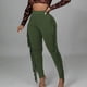 thumbnail image 4 of ICHUANYI Clearance Women's Sexy Tight Solid Color Fringed Bandage Trousers(Army Green, S) ICHUANYI WER2023081011541, 4 of 8