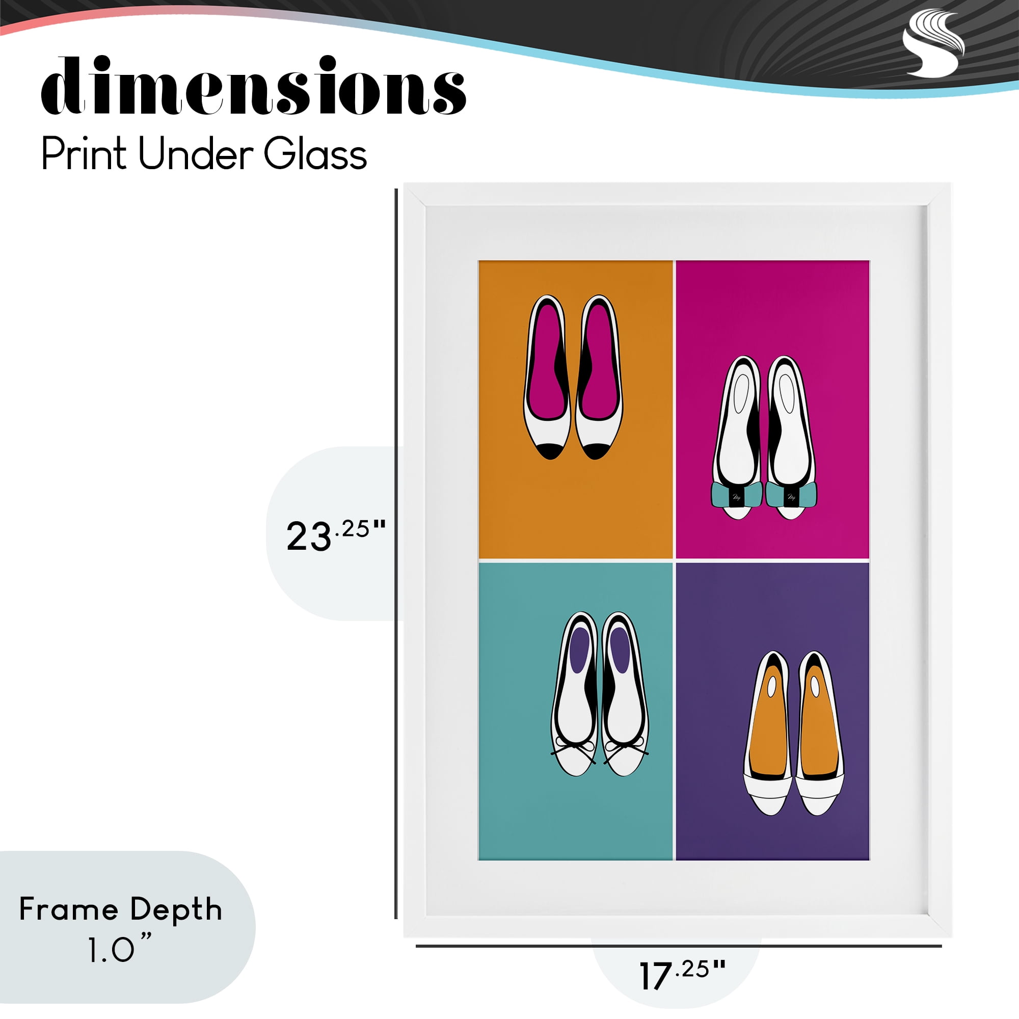 Stupell Industries Bold Pop Trendy Flats White Framed Print Under Glass, design by Martina Pavlova