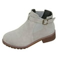 thumbnail image 4 of Chenyee Women's Ankle Boots Chunky Low Heel Fashion Suede Slip On Buckle Short Dress Booties, 4 of 7