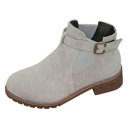

Gubotare Boots for Women 2024 Women s Low Heel Ankle Boots Classic Pointed Toe Side Zipper Booties (Grey 6)