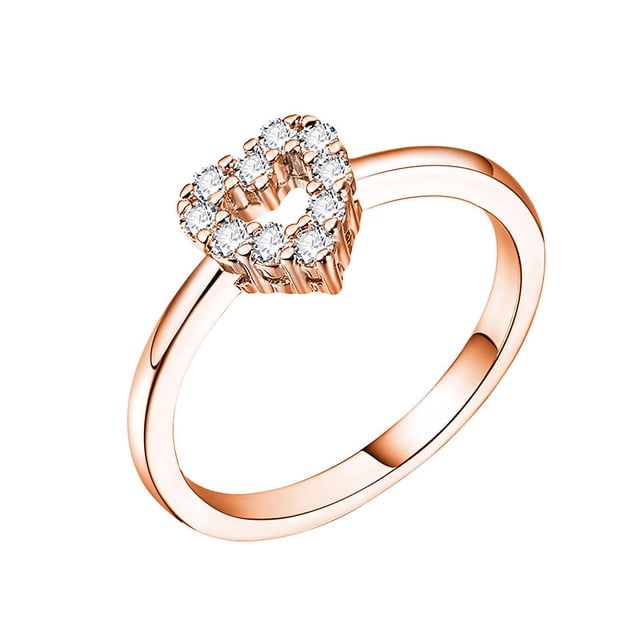 Anillo HUOGUO Exquisito corazón de melocotón hueco de cobre para mujer