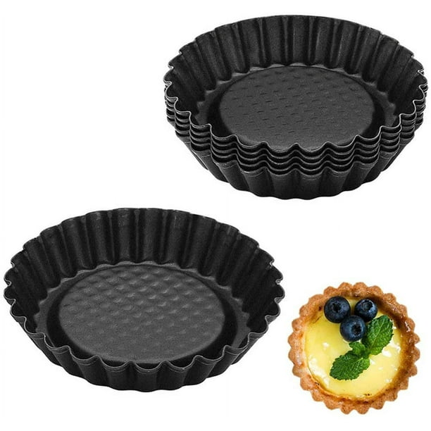 Moldes para tartas de acero al carbono de 6 piezas, molde para alquitrán, molde para tartas de huevo, moldes para hornear antiadherentes reutilizables para cupcakes, postres, helados Adepaton YQ-1755