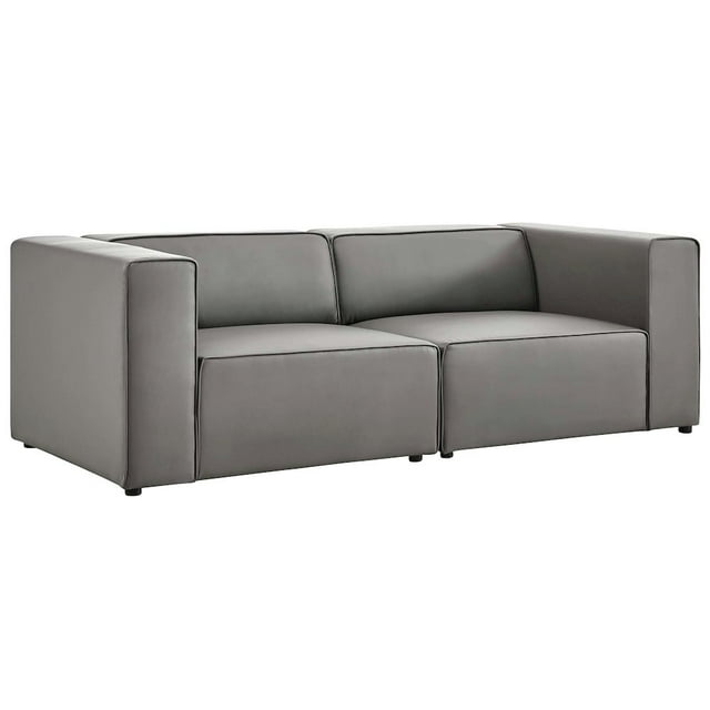 Modway Mingle Causeuse Sectionnelle 2 Pcs en Cuir Végétalien, Gris