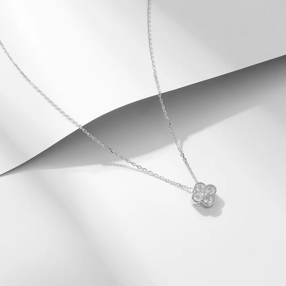 s925 sterling silver diamond four-leaf clover necklace for women light luxury niche high-end sense zircon clavicle chain versatile jewelry