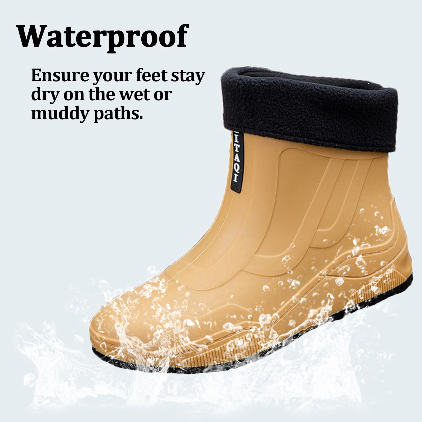 AUXDIQ Rain Boots Women Men Short Ankle Waterproof Rain Shoes Outdoor Garden Shoes